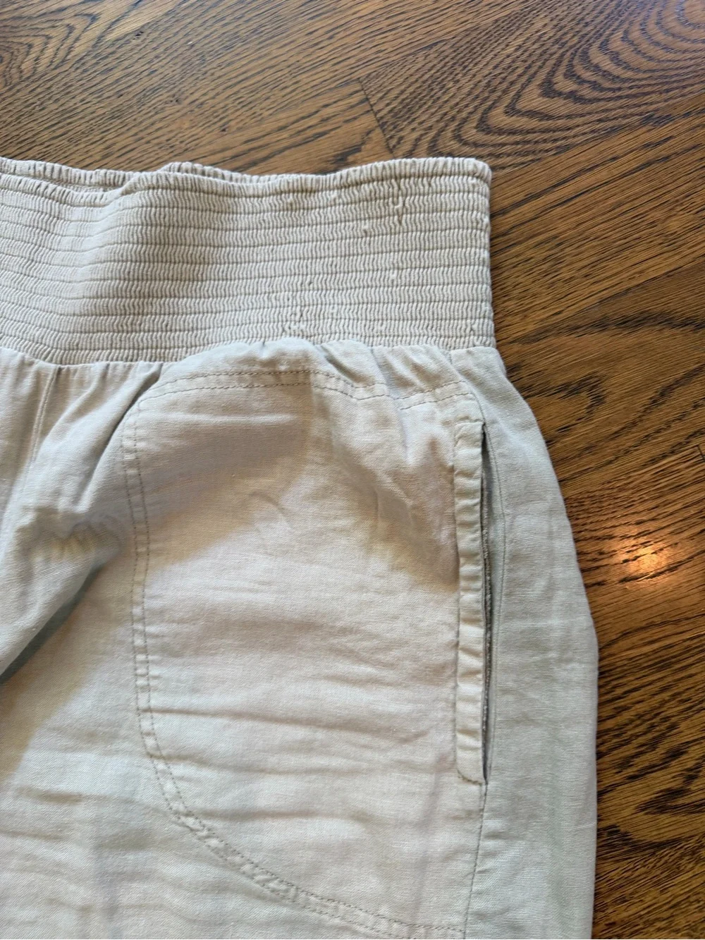 Anthropologie Light Beige Relaxed Elastic-Waist Pants Pilcro large - Picture 2 of 4